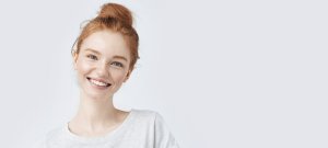 smiling person on a white background